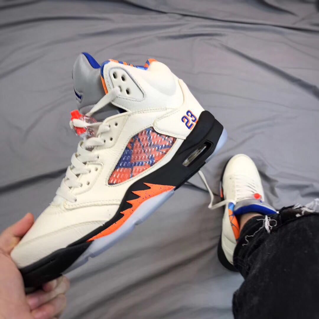 Air Jordan 5 International Flight White Orange Blue Sneakers - product image from the listing.