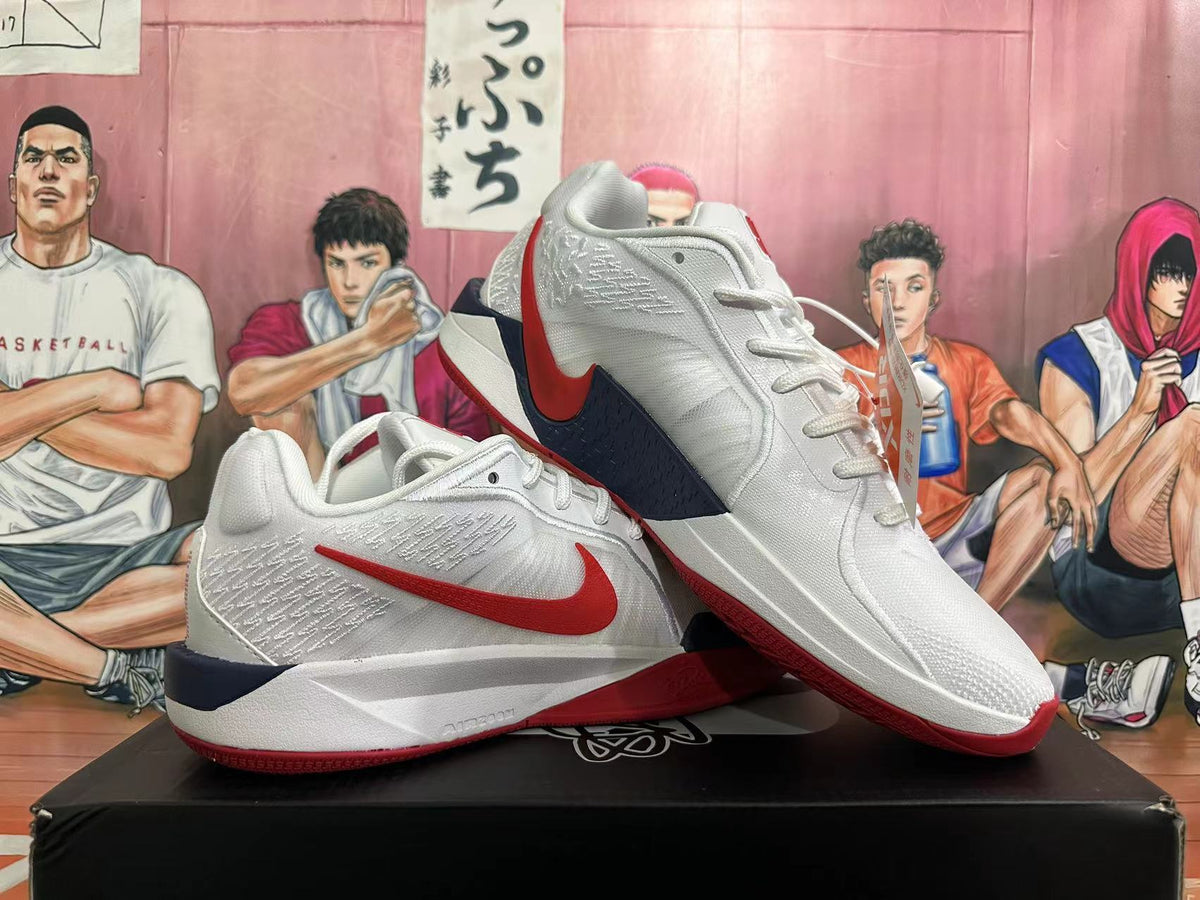 Nike Basketball Shoes in White Red - product image from the listing.