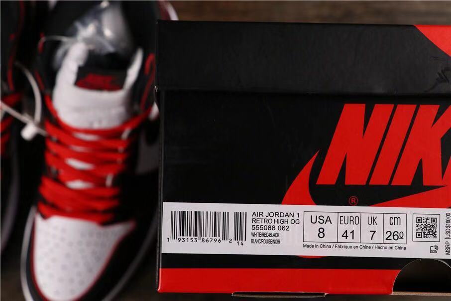 Air Jordan 1 Retro High OG Sneakers in Black Red White - product image from the listing.