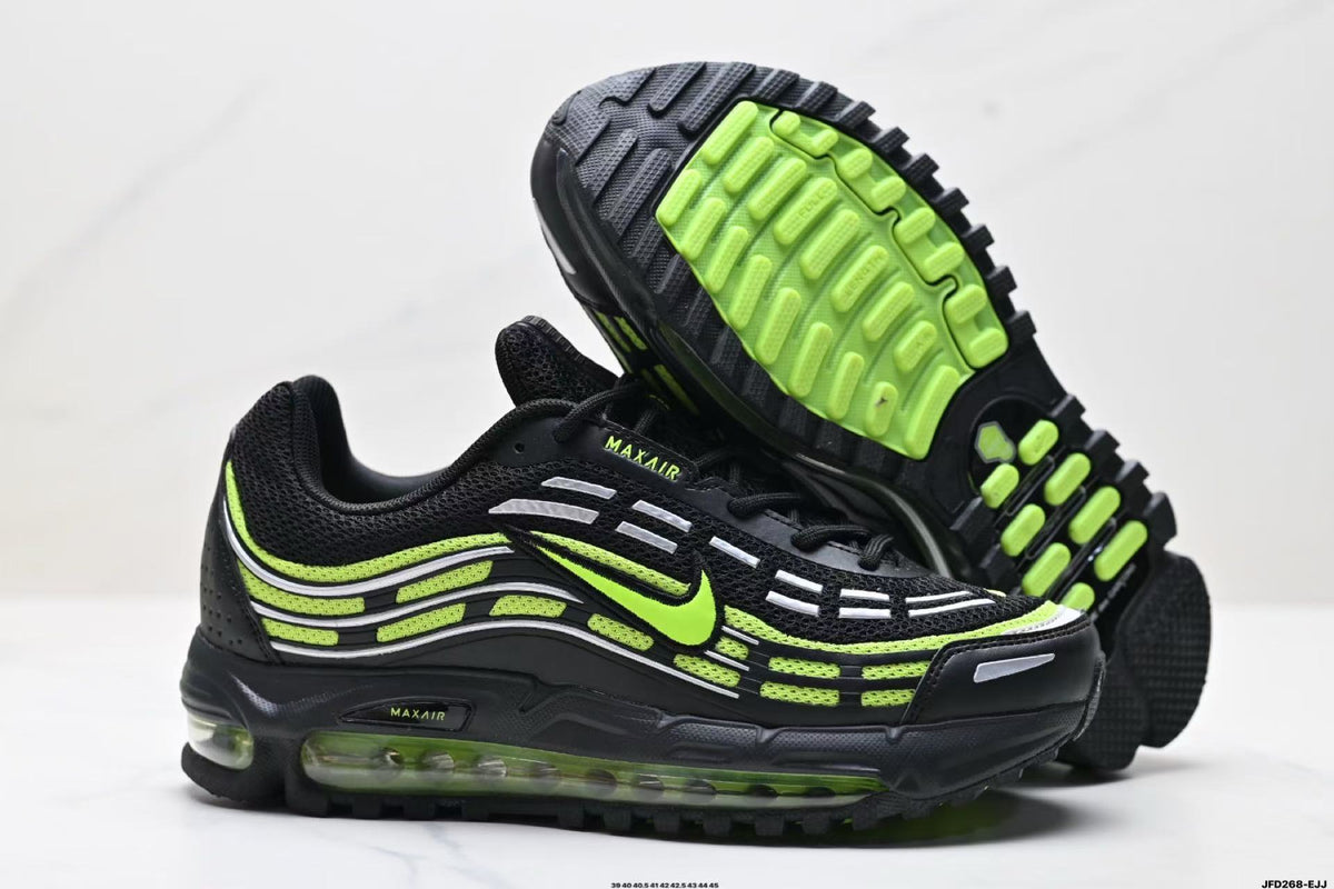 Nike Air Max 720 Sneakers in Black and Volt Green - product image from the listing.