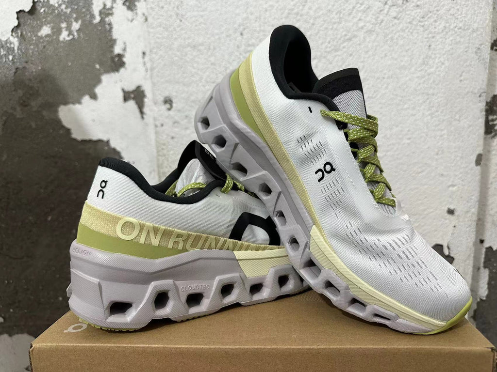 On Running Cloudmonster 2 Sneakers, in White and Lime - product image from the listing.