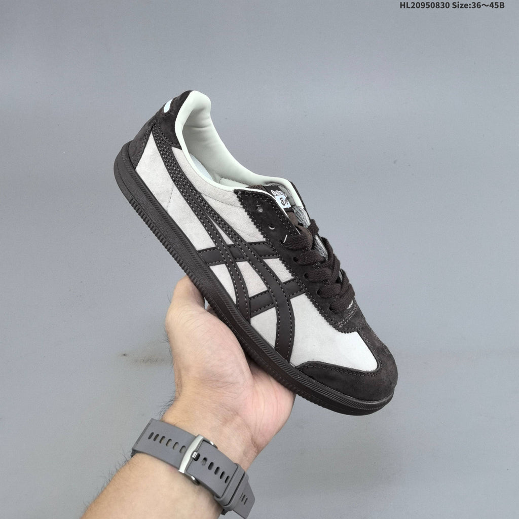 White and Dark Brown Onitsuka Tiger Tokuten Low-Top Sneakers - product image from the listing.