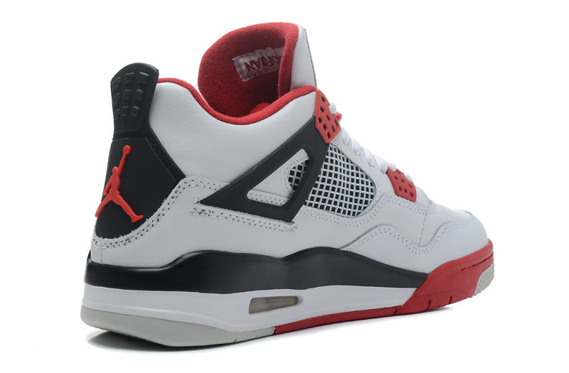 Air Jordan 4 Retro High-Top Sneakers in White and Red - product image from the listing.