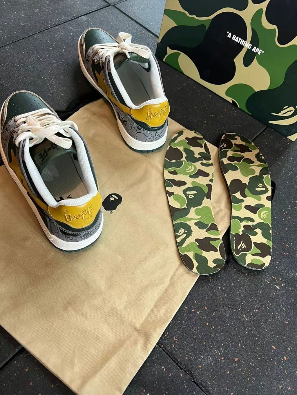 BAPE SK8 Sta Trainers Gray Yellow 1H80-191-007 - product image from the listing.