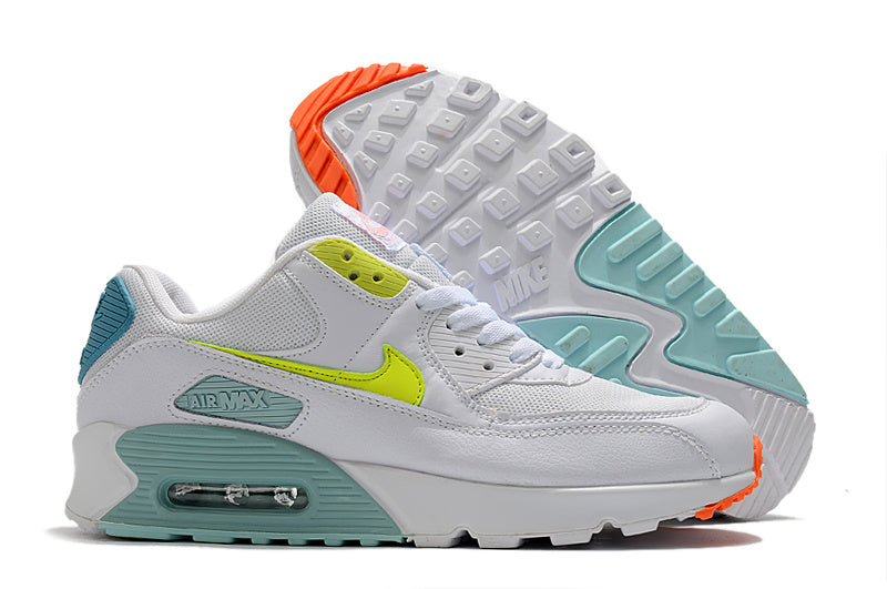 Nike Air Max 90 White, Volt, Sneakers in Teal and Orange - product image from the listing.