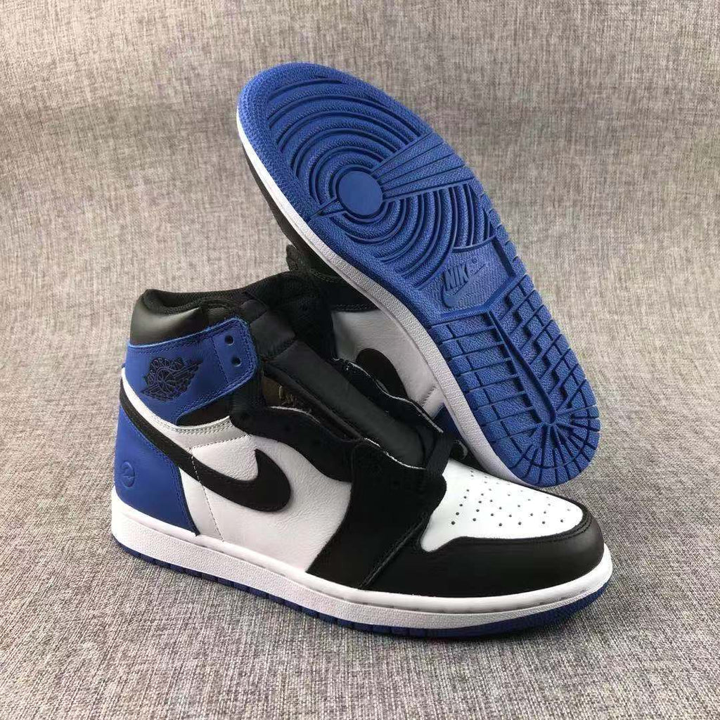 Jordan 1 Retro Fragment Sneakers in Black White Blue 716371-040 - product image from the listing.