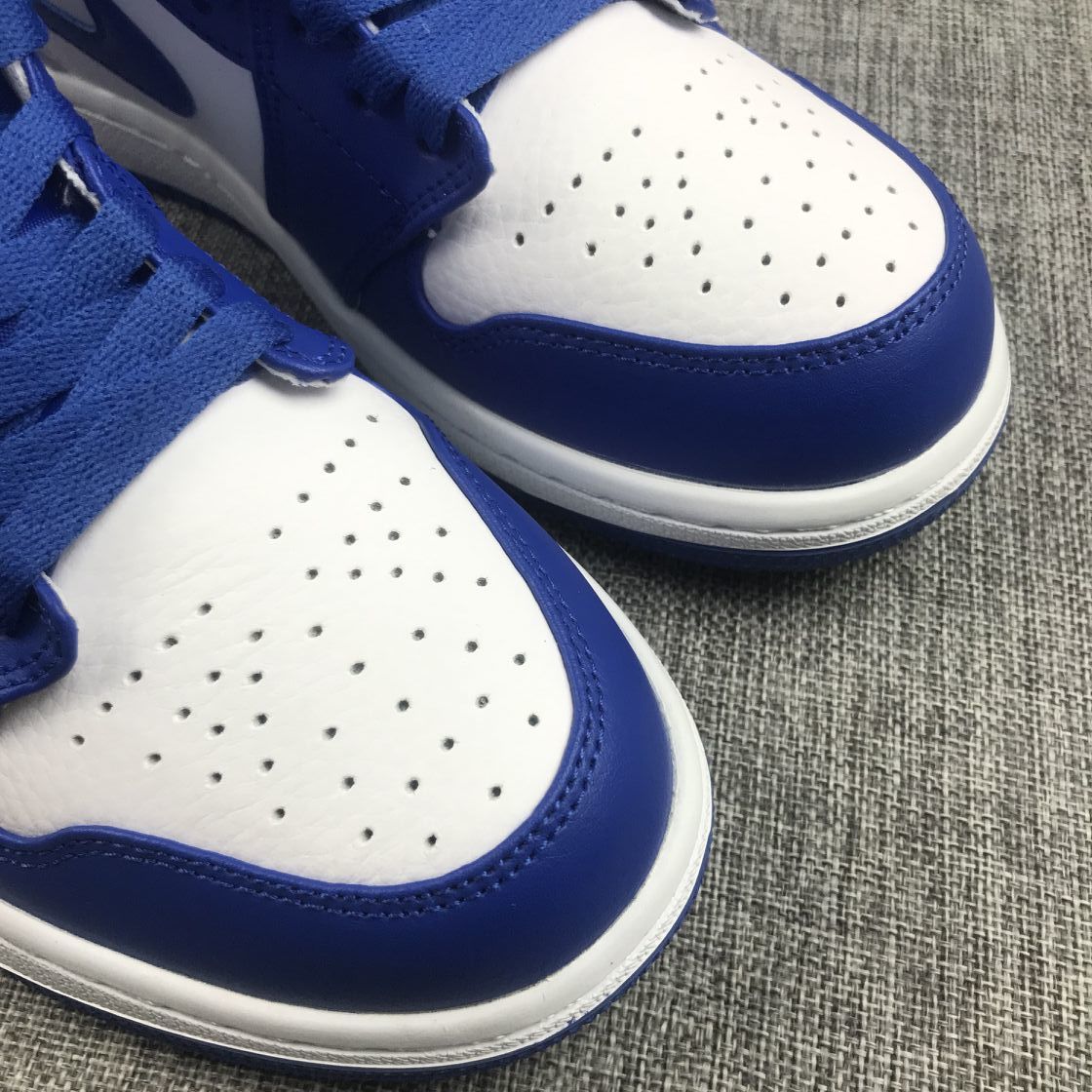 Hyper Royal Sneakers, White and Blue, - Jordan 1 Mid 554724-114 - product image from the listing.