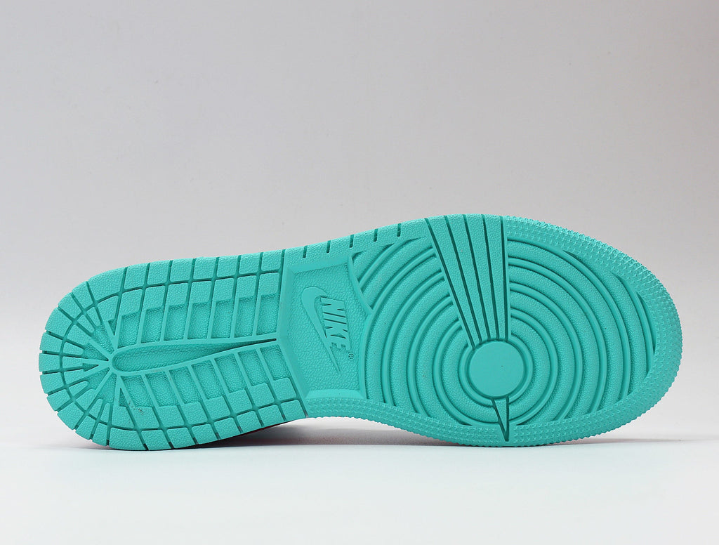 Jordan 1 Mid Sneakers in White Pink Aqua 555112-102 - product image from the listing.