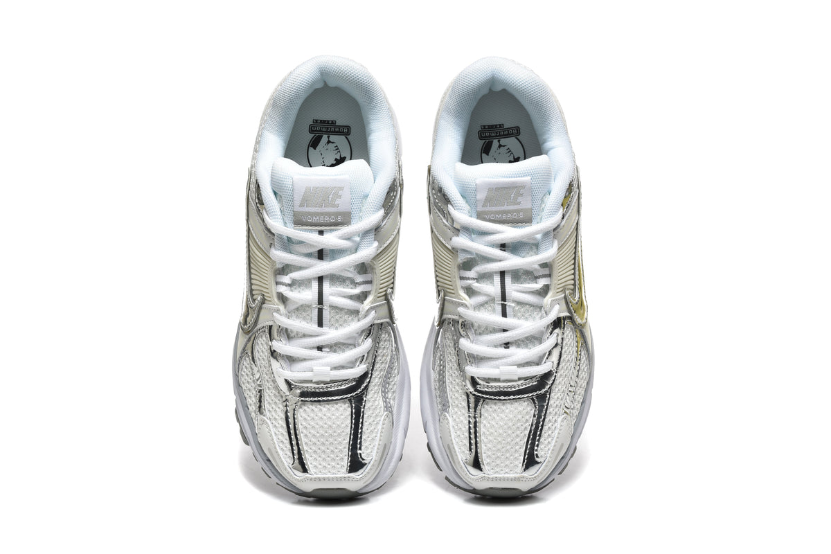 White and Silver Nike Vomero 5 Sneakers - product image from the listing.
