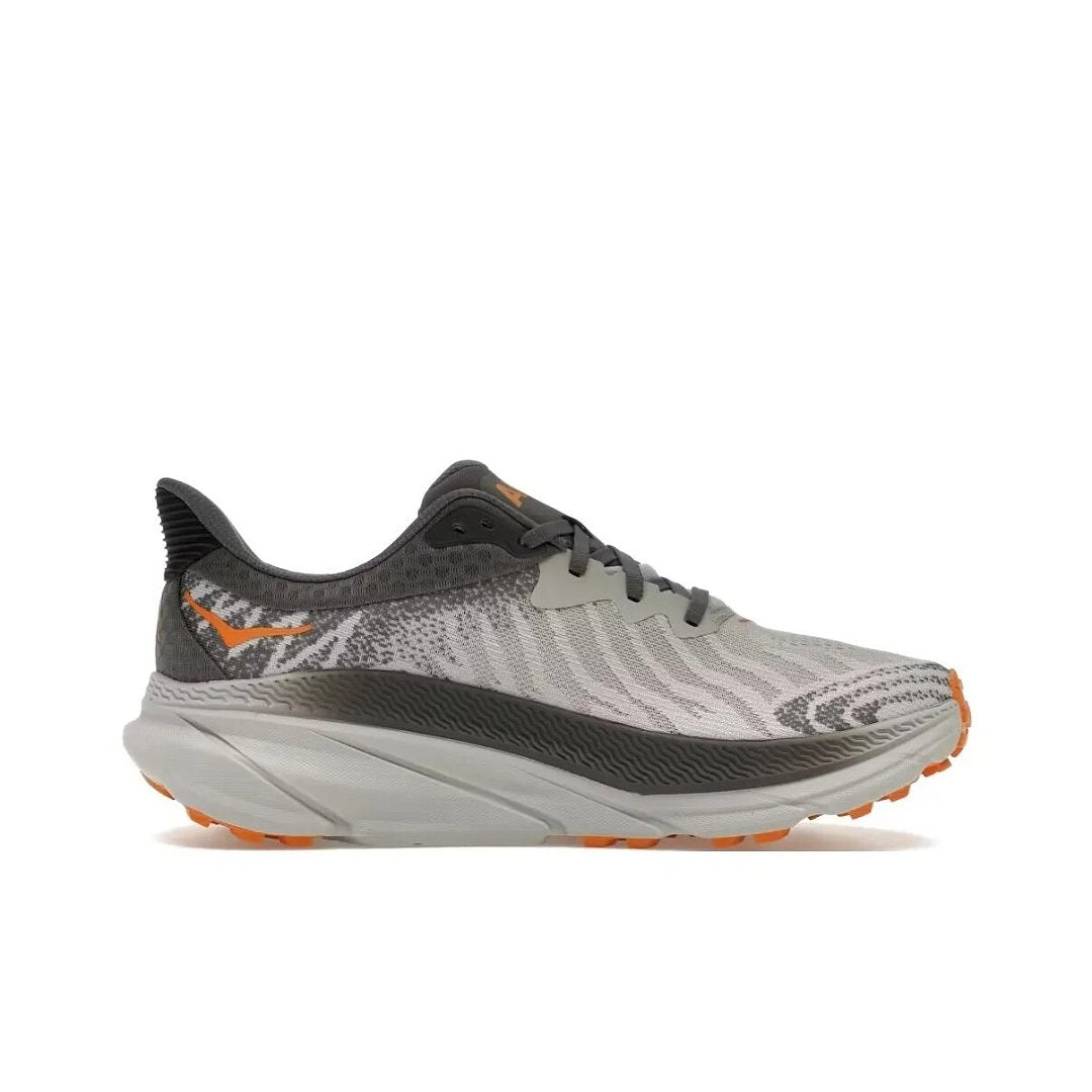 HOKA Challenger 7 Trail Running Shoes in Gray Orange - product image from the listing.