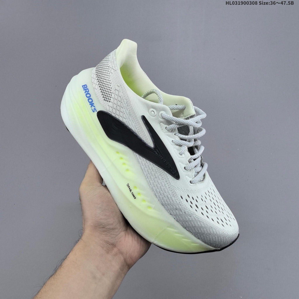 White and Grey Brooks Glycerin Max Running Shoes - product image from the listing.