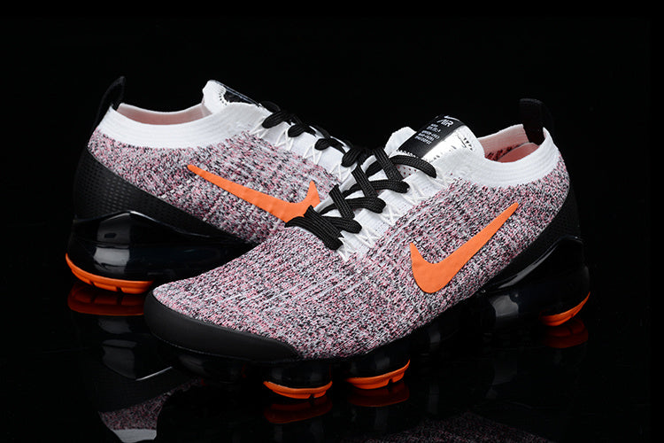 Nike Air VaporMax Flyknit 3 Sneakers in Black White Orange - product image from the listing.