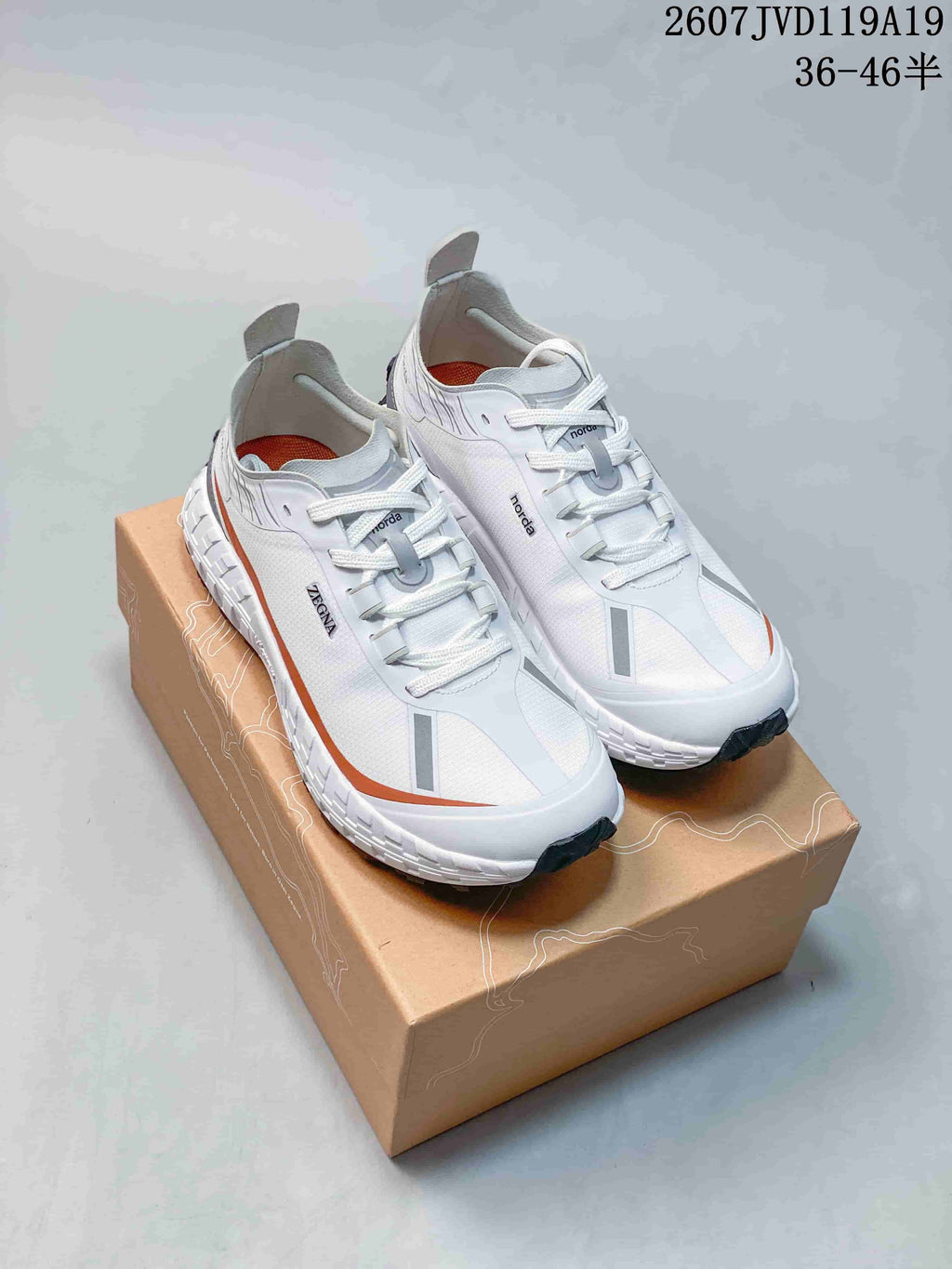 NORDA 711790UOI Outdoor Hiking Sneakers in White Orange - product image from the listing.