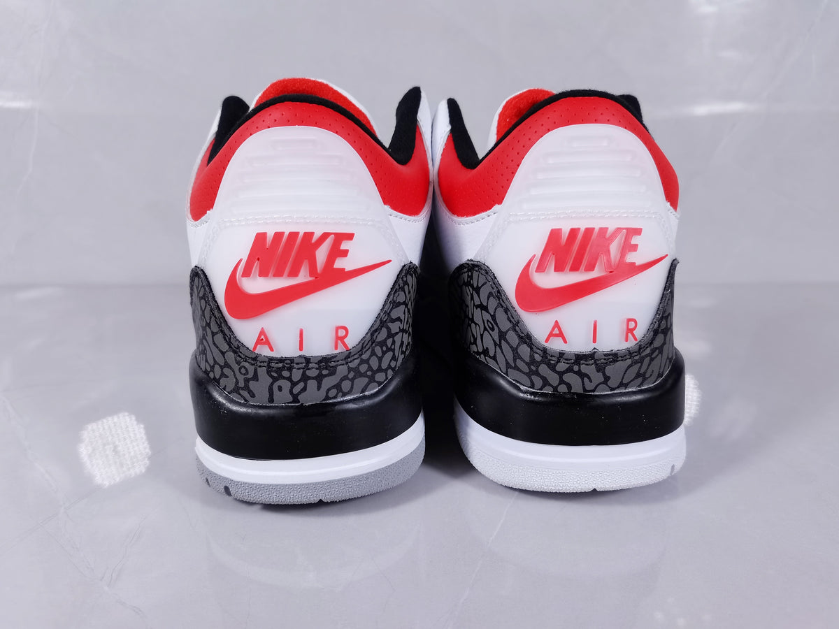 Air Jordan 3 Retro SE White Cement Fire Sneakers in Red - product image from the listing.