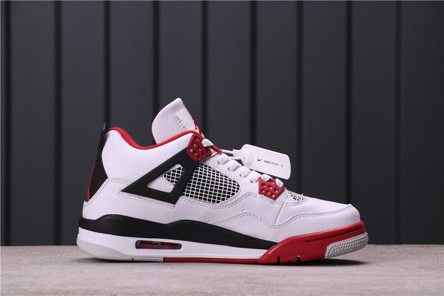 Air Jordan 4 Retro White Red Black Sneakers - product image from the listing.