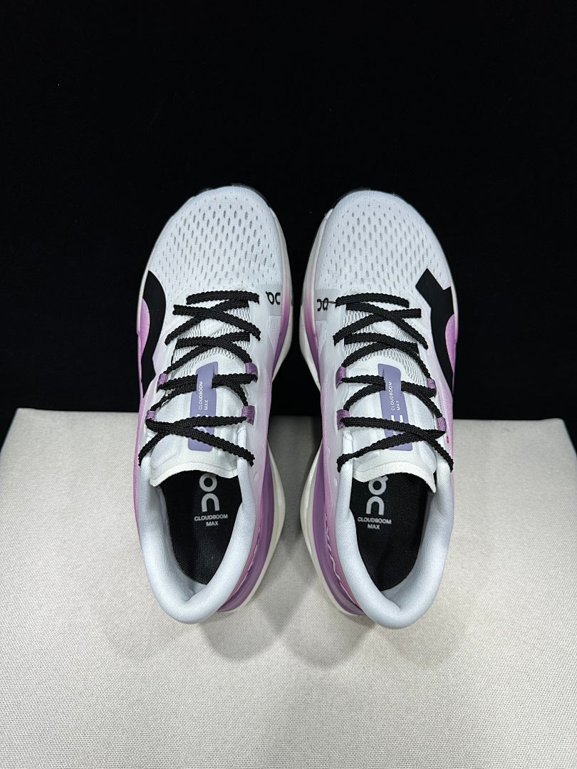 On Cloudboom Max Running Sneakers in White Purple - product image from the listing.