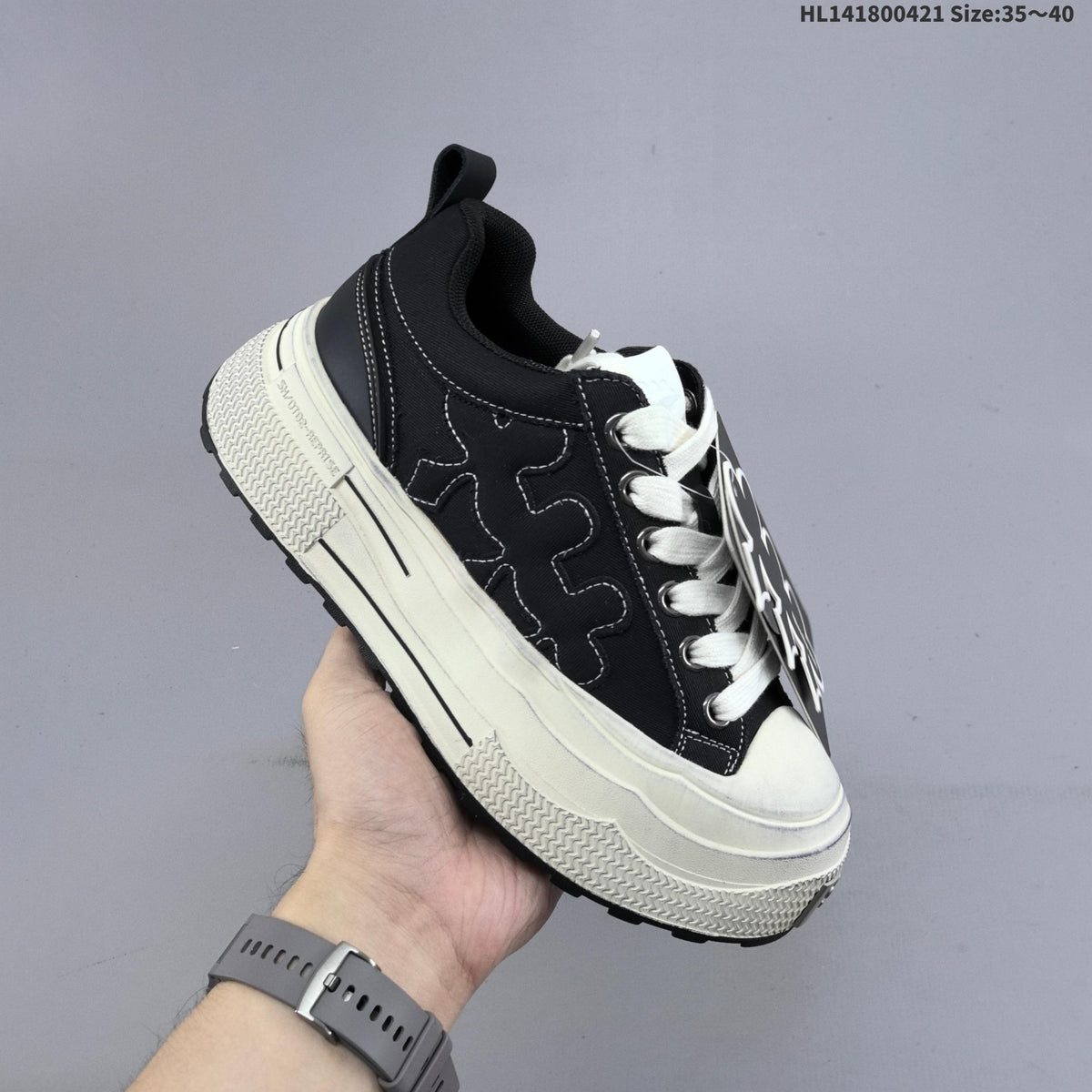 SHOOT BRAND Black and White Platform Trainers HL141800421 - product image from the listing.