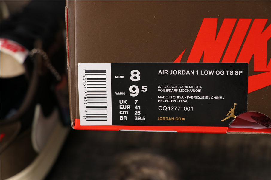 Jordan 1 Low OG TS SP Sneakers in Olive Black CQ4277-001 - product image from the listing.