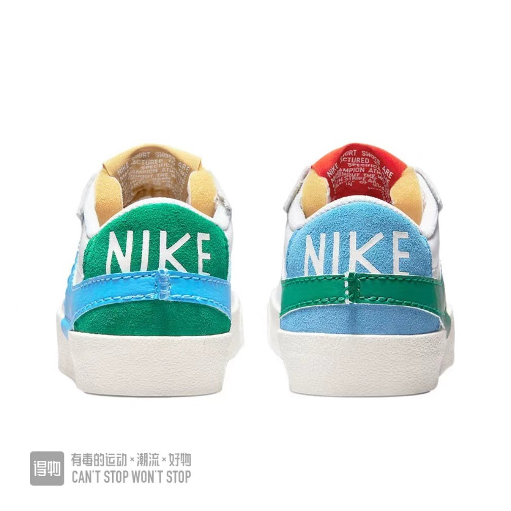 Nike Blazer Low 77 Sneakers in White Blue Green - product image from the listing.