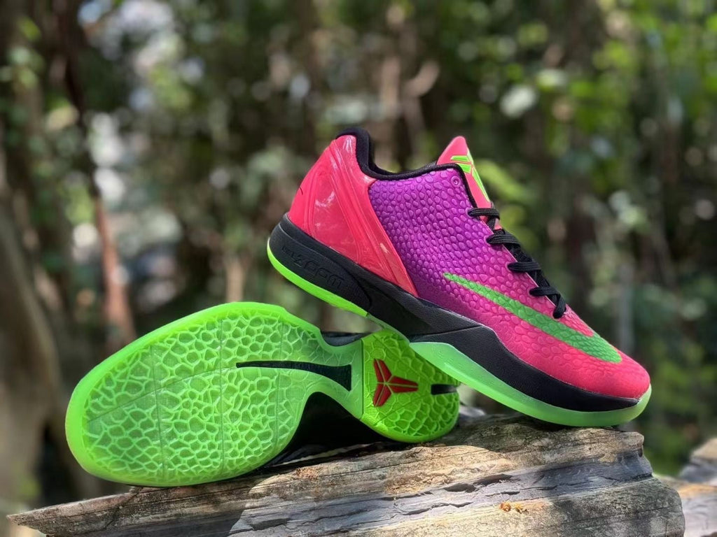 Nike Kobe 6 Basketball Shoes in Pink, in Purple and Volt Green - product image from the listing.