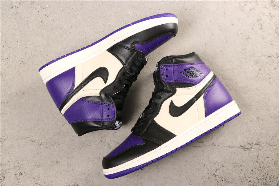 Air Jordan 1 Retro High OG Court Sneakers in Purple 555088-501 - product image from the listing.