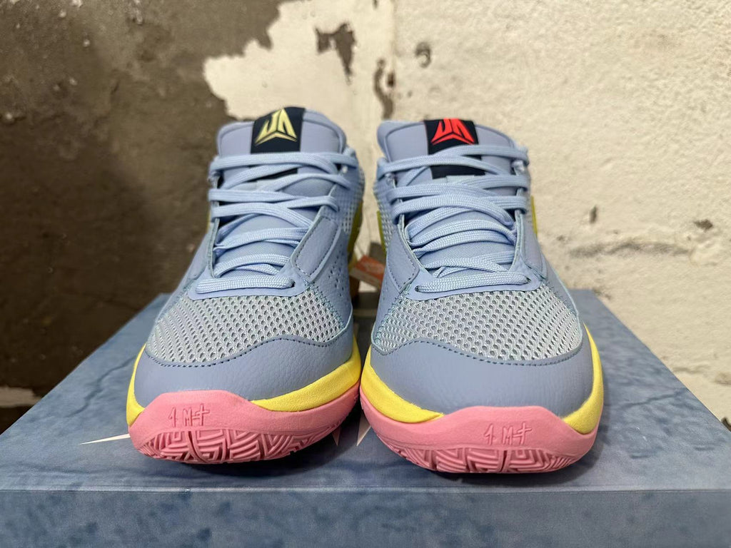 Nike Ja 1 Basketball Shoes in Blue Yellow Pink - product image from the listing.