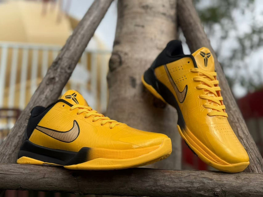 Yellow and Black Nike Kobe 5 Basketball Shoes - product image from the listing.