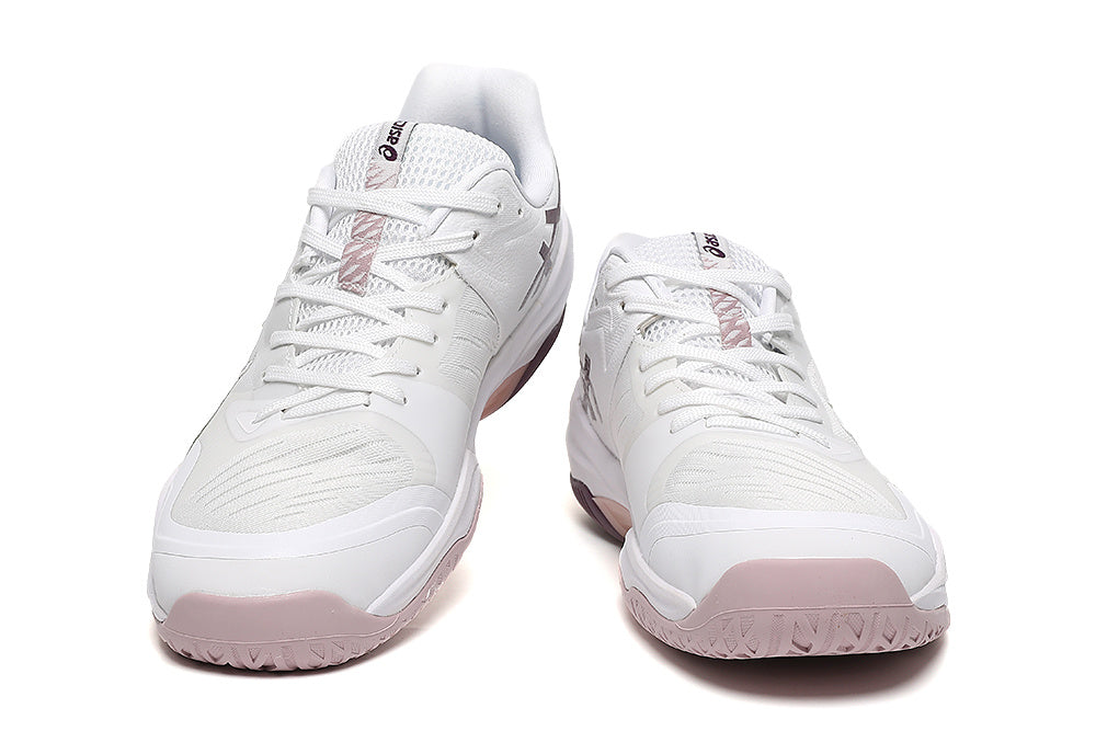 ASICS White and Pink Court Trainers - product image from the listing.