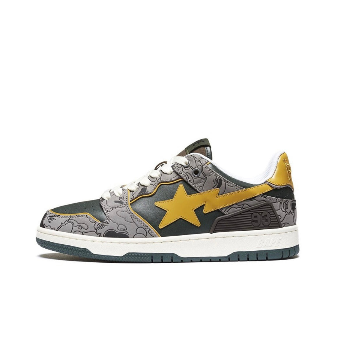 BAPE SK8 Sta Trainers Gray Yellow 1H80-191-007 - product image from the listing.