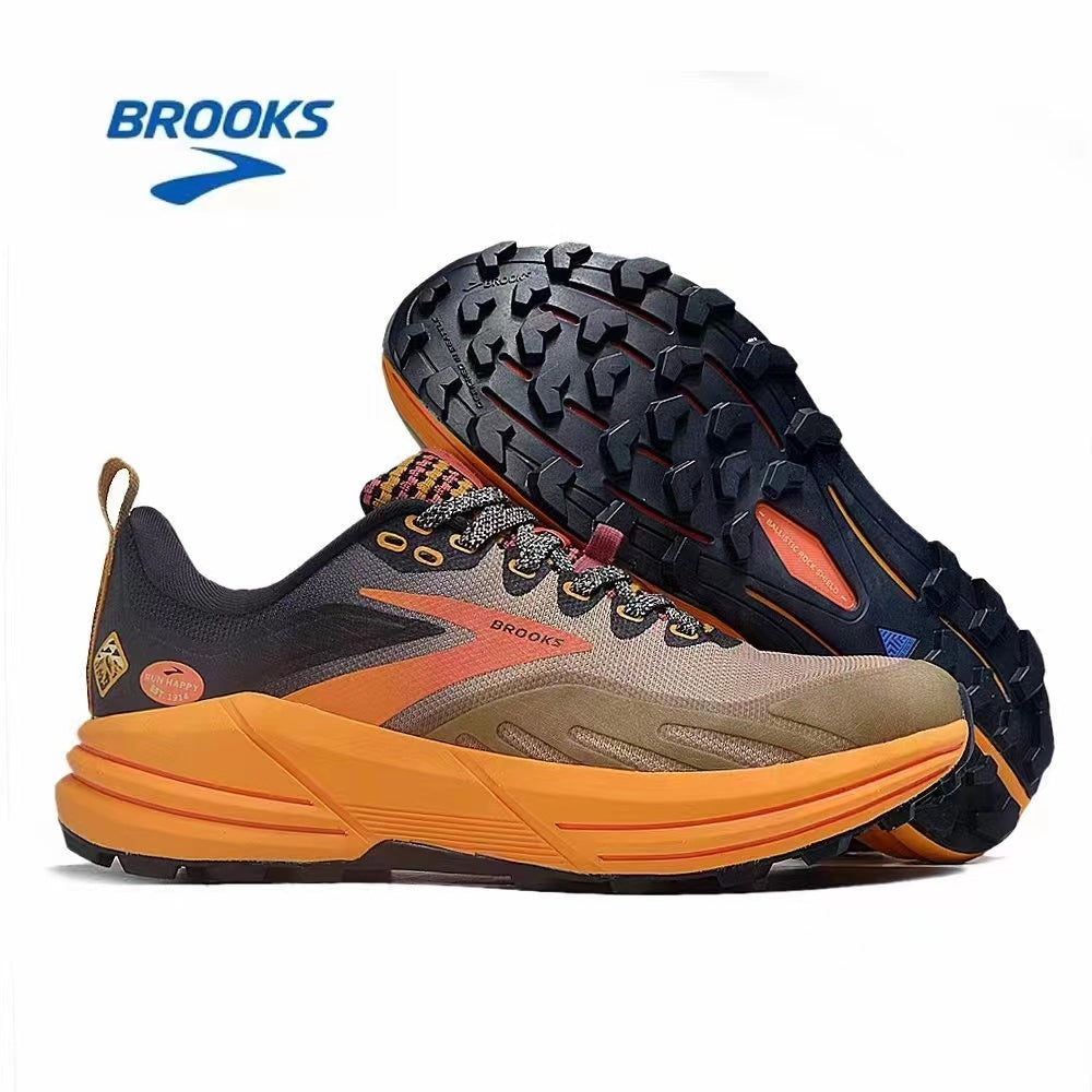 Tan and Orange Brooks Cascadia 16 Trail Running Shoes - product image from the listing.