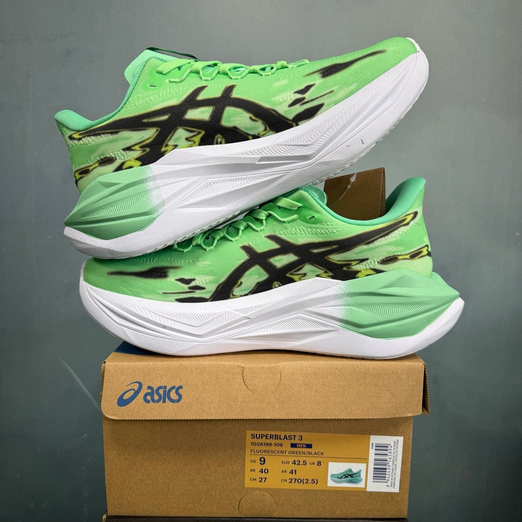 ASICS Superblast 3 Shoes for Running Fluorescent Green/Black - product image from the listing.