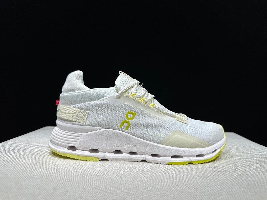 On Cloudnova 2 Sneakers in White and Lime - product image from the listing.