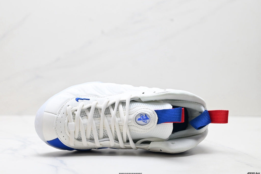 Nike Air Foamposite One Penny Hardaway Sneakers in White Blue Red - product image from the listing.
