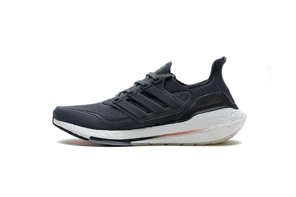 adidas UltraBoost 21 Running Shoes, in Charcoal and White FY0372 - product image from the listing.