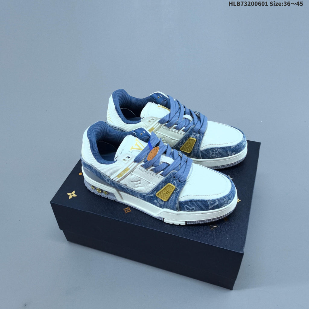 Louis Vuitton Blue Denim-Pattern Low-Cut Sneakers - product image from the listing.