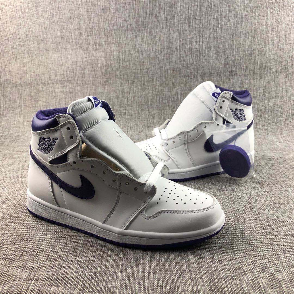 Air Jordan 1 Court Purple High-Cut Sneakers White/Purple CD0461-151 - product image from the listing.