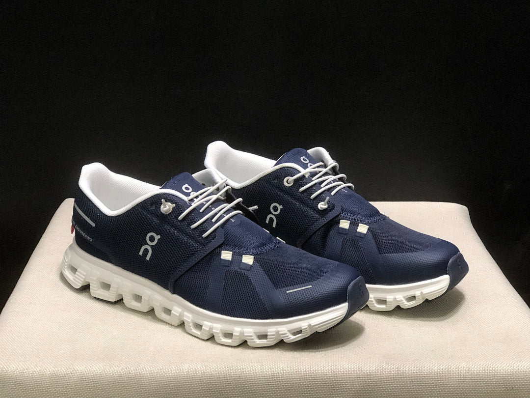 Navy and White On Cloud 6 Sneakers - product image from the listing.