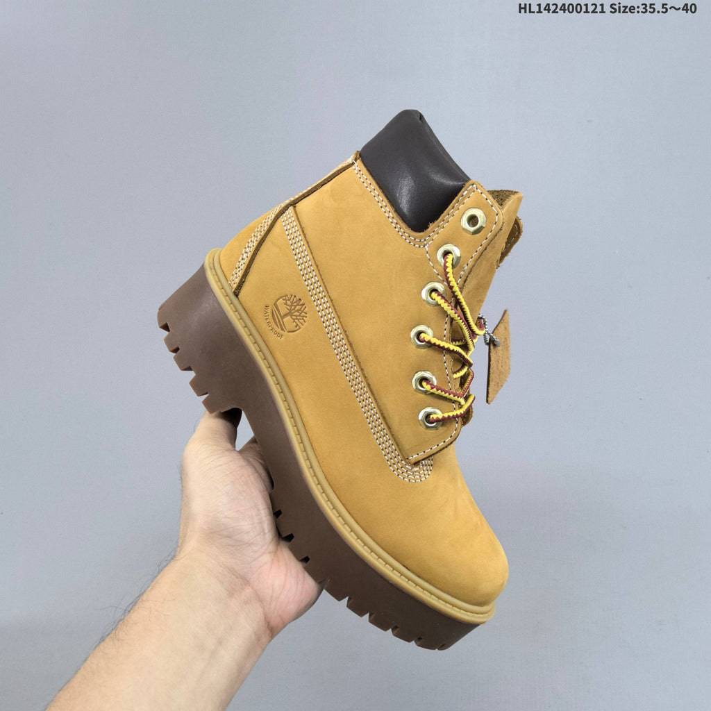 Mid-Top Lace-Up Boots in Wheat by Timberland - product image from the listing.