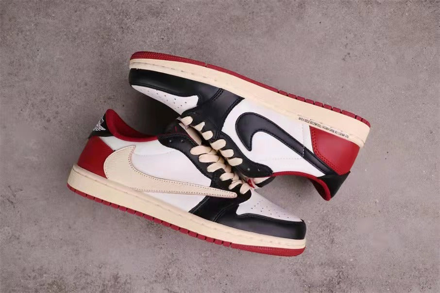 Air Jordan 1 Low White Black Red Sail Sneakers - product image from the listing.