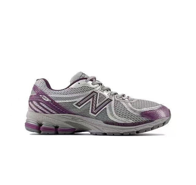 New Balance ML860PP2 Running Shoes, in Grey and Purple - product image from the listing.