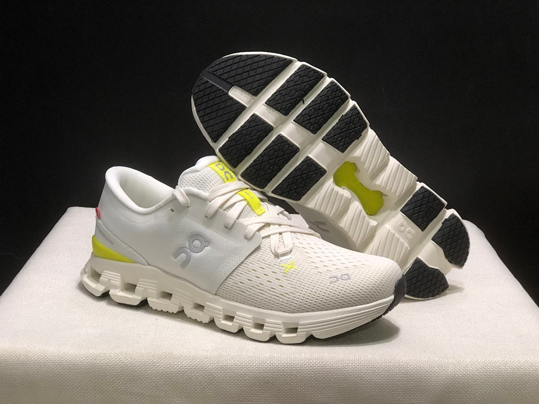 On Cloud X 4 Sneakers, in White and Yellow - product image from the listing.