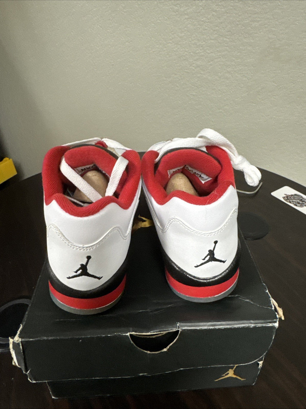 Air Jordan 5 Retro Low GS White Red Black Boys Sneakers US Size 5Y - product image from the listing.