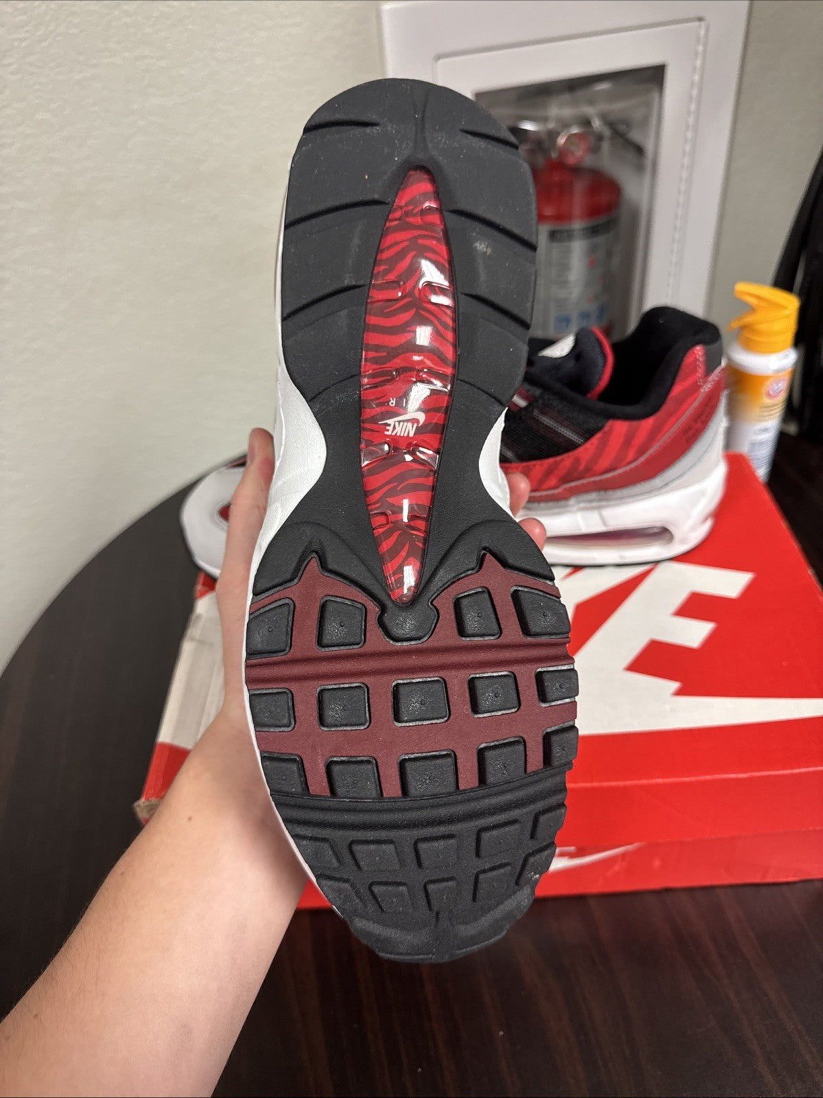Morehouse YR Black/White-Dark Team Red Size 11.5 | Brand New, Rep Box - Air Max 95 - product image from the listing.
