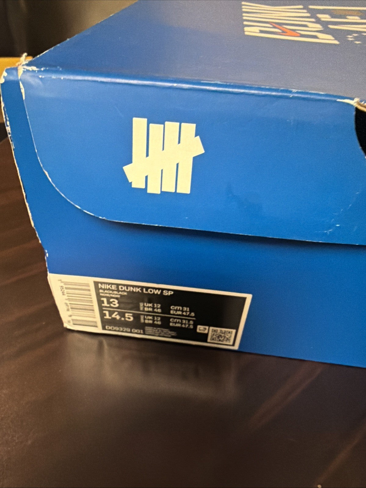 Men's Nike Dunk Low SP x Undefeated 5 On It 13 Black DO9329-001 Dunk Vs AF1 - product image from the listing.