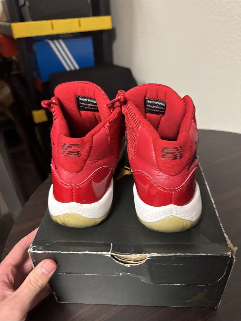 Women's Size 7Y (GS) - Jordan 11 Retro High Win Like '96 Red 8.5 378038 623 - product image from the listing.