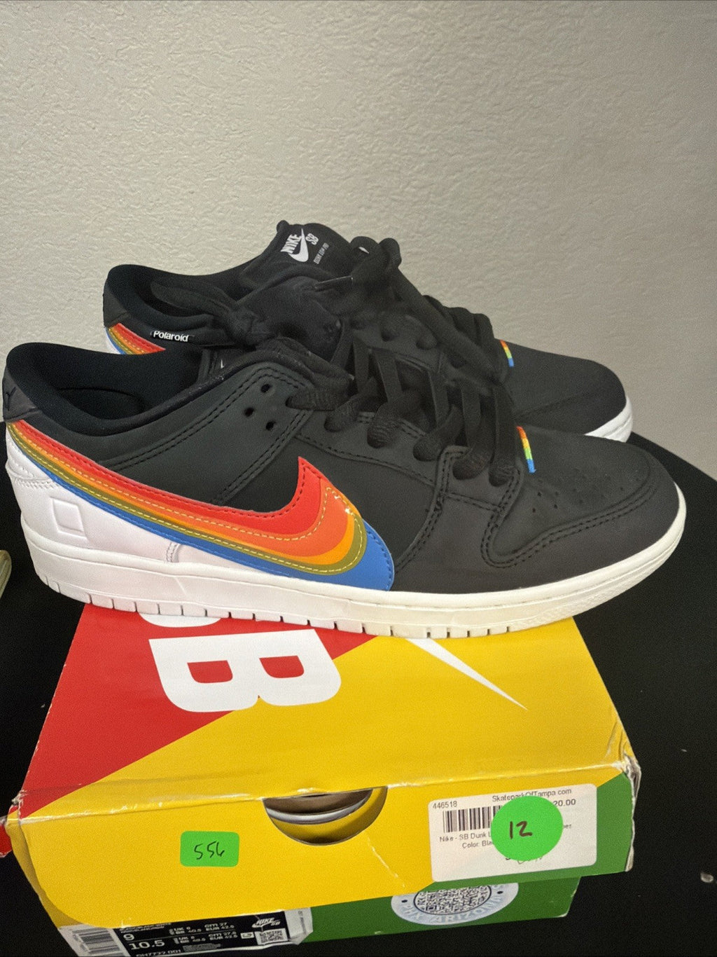 Polaroid x Nike Dunk SB Low Black - Size 9 - product image from the listing.