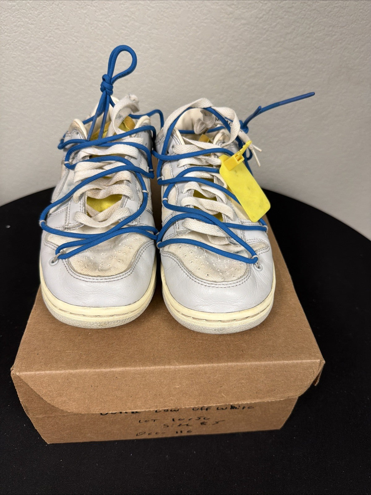 "Lot 10" Nike x Off-White Dunk Low Sail Grey Blue Size 8.5 Used Authentic - product image from the listing.