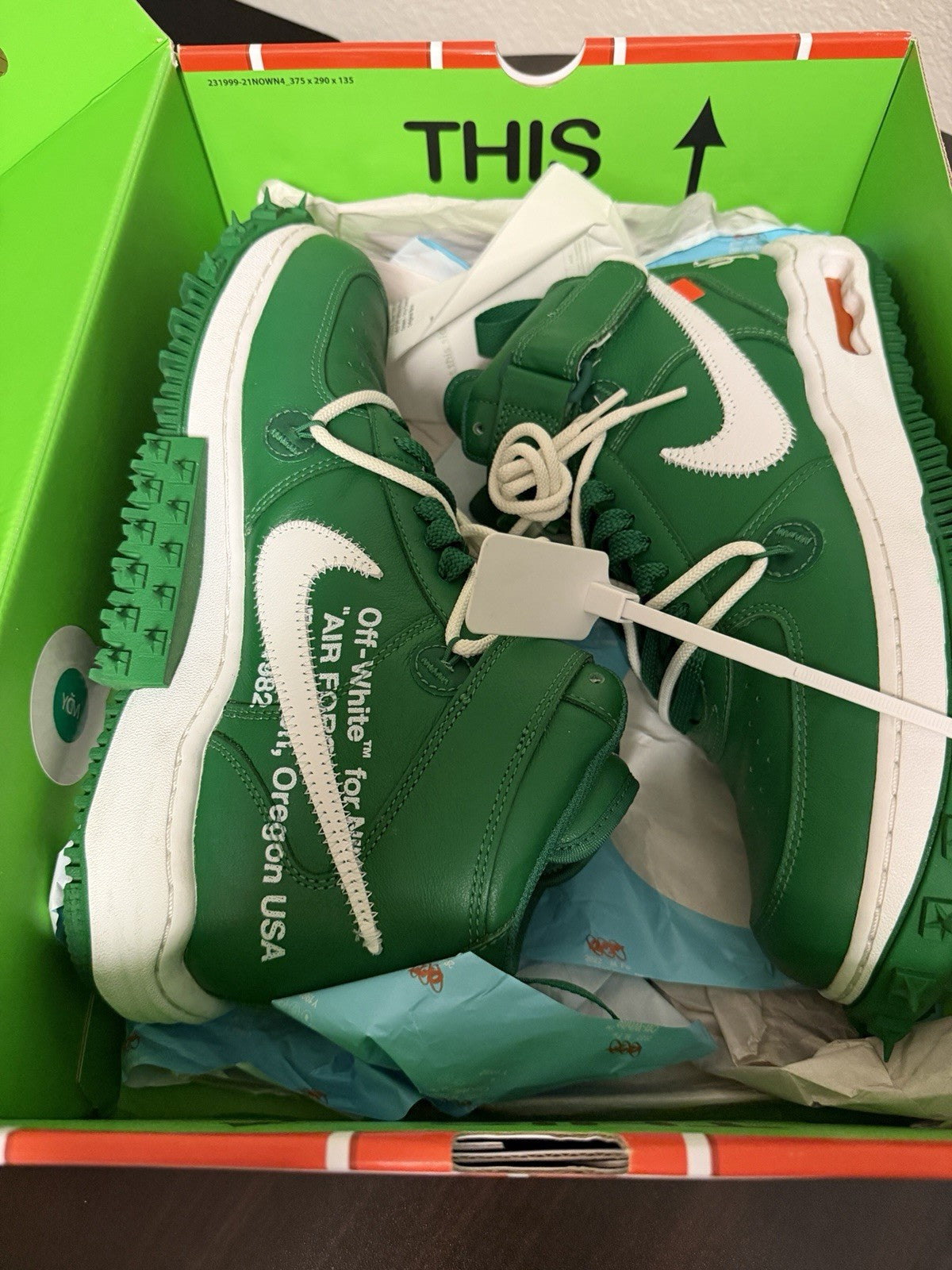 Off-White x Nike Air Force 1 SP Leather Mid Pine Green - Size 10 - product image from the listing.