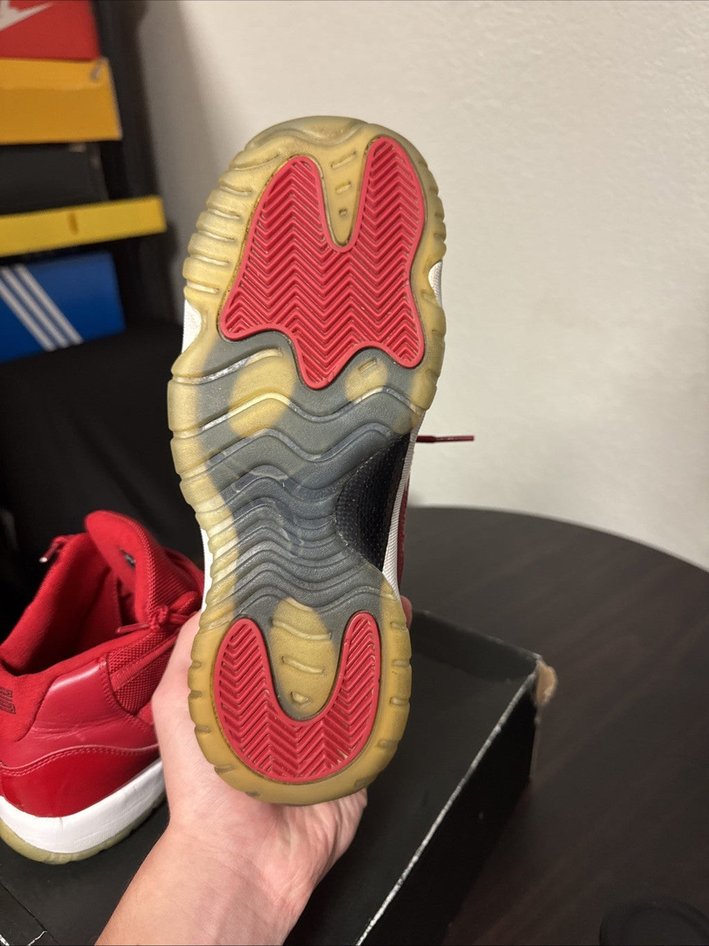 Women's Size 7Y (GS) - Jordan 11 Retro High Win Like '96 Red 8.5 378038 623 - product image from the listing.
