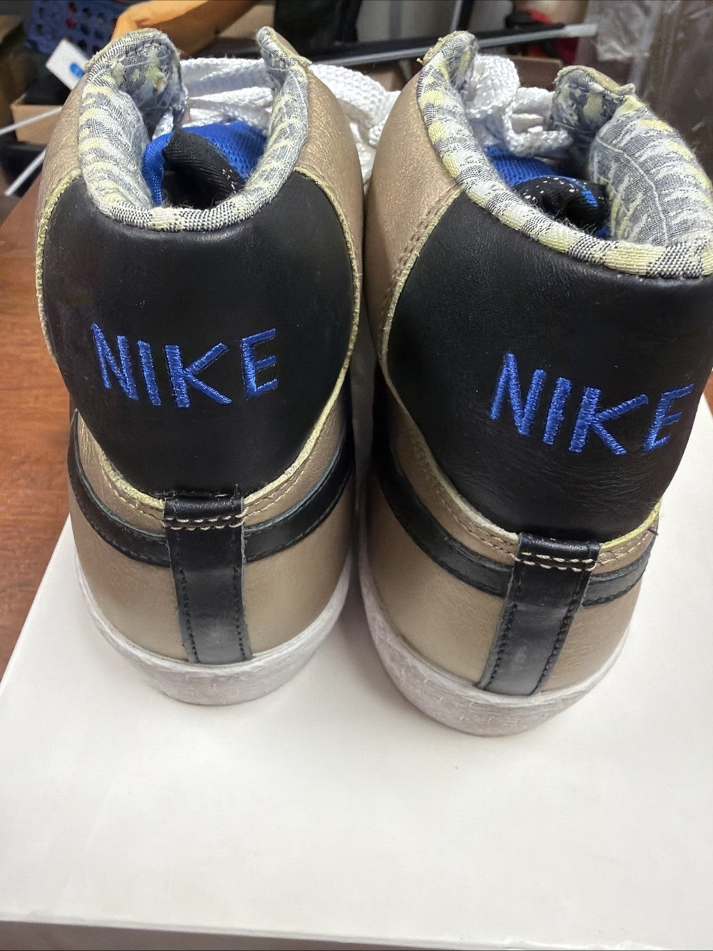 Men's Nike Blazer High Premium 316397-901 Gold Shoes Sneakers Size 13 - product image from the listing.